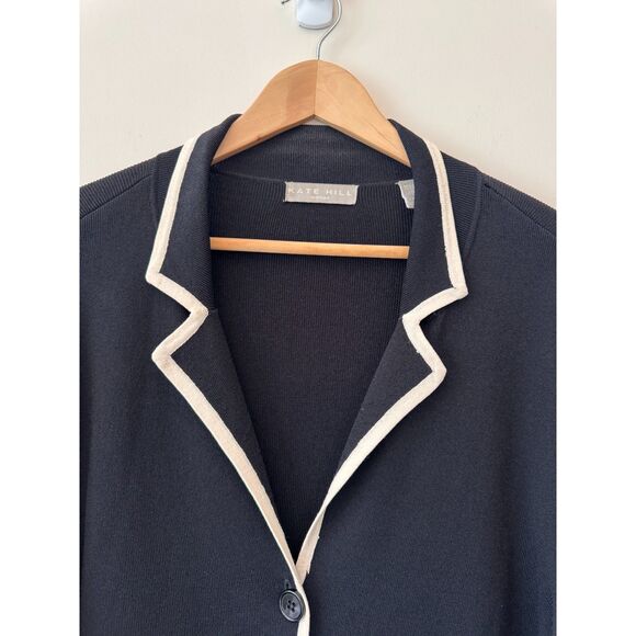 Kate Hill Women's Black Button Cardigan with White Detail Size 2X - Picture 2 of 6